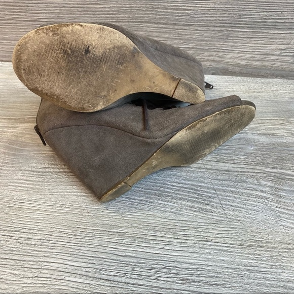 Shoemint Jordane lace up peep toe leather wedge booties size 6.5 zipper heel - Picture 8 of 12